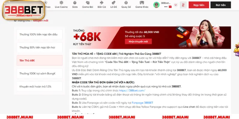 Những chương trình khuyến mãi 388BET nổi bật